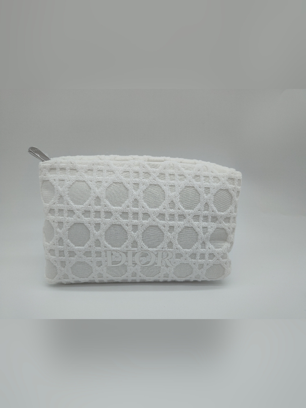DIOR 2026 Cannage Terry Trousse Pouch White Textured Cosmetic Bag Clutch NIB